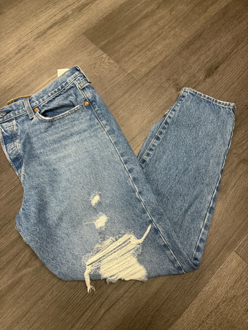 Levi’s Light Wash Distressed Mom Jeans